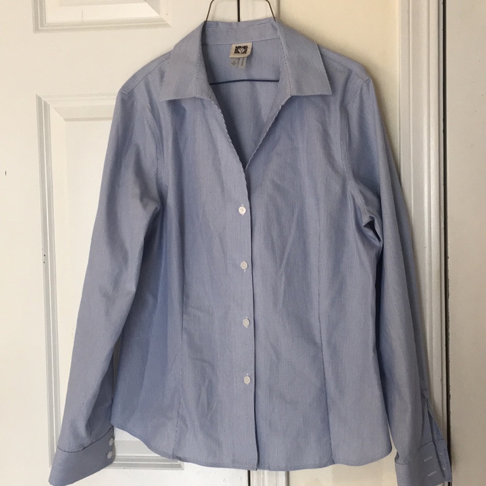 Anne Klein Blue Dress Shirt Size Medium